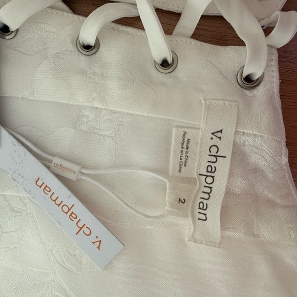 V. Chapman Lucia White Strapless Pearl Bustier A-Line Dress with Slit - Picture 6 of 13